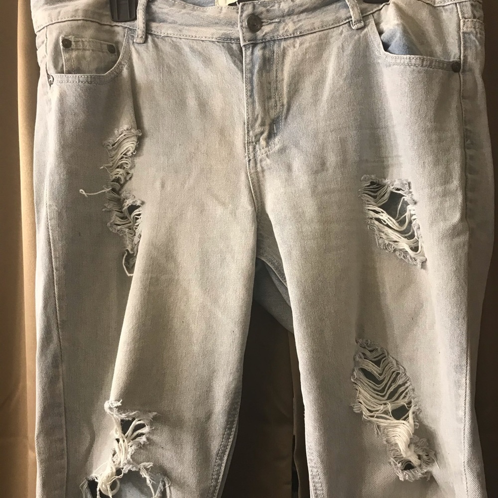 Women’s jeans, white washed, ripped, size 12